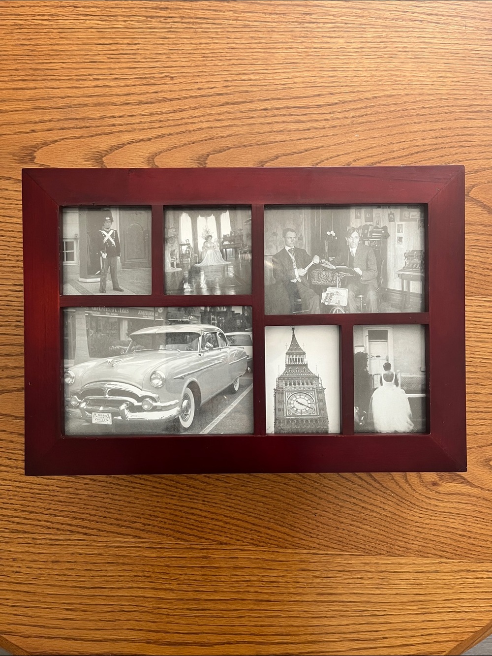 15.25” Large Photo Collage Keepsake Box, Divided Wood Storage Organizer